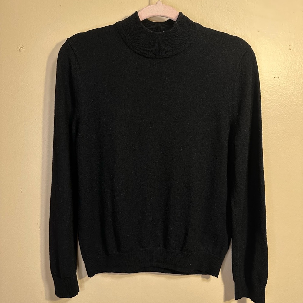 Nordstrom 100% Extra Fine Merino Wool Turtleneck Sweater Black Medium